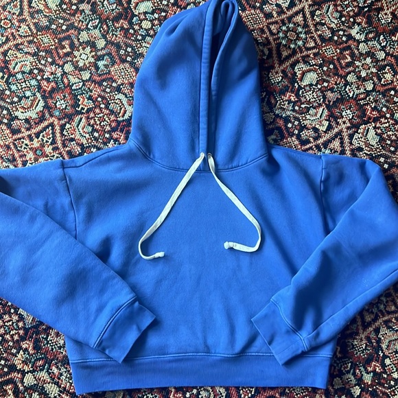 J. Crew Blue Heritage Cropped Hoodie Sz M - Picture 7 of 9